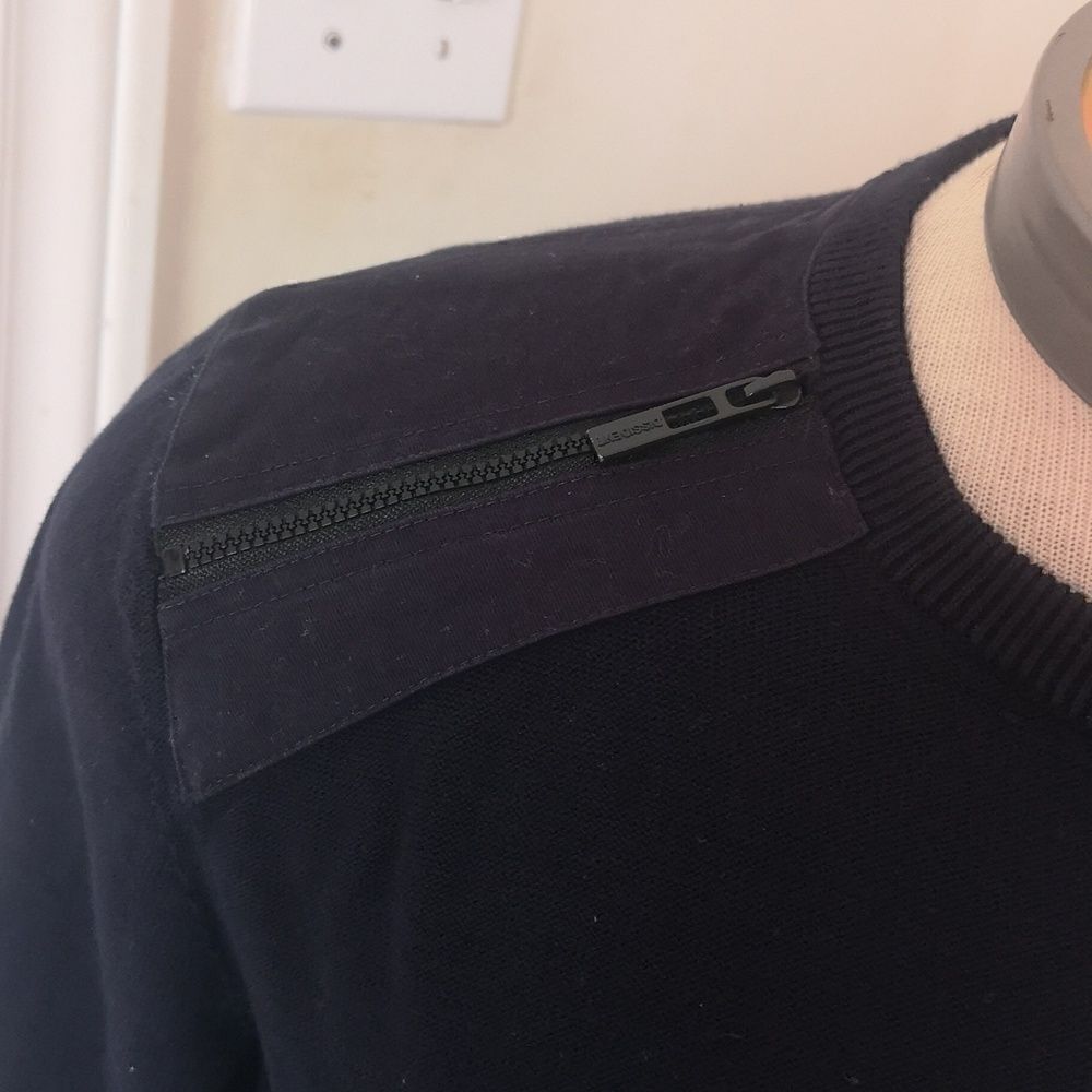 Dissident Men Crew-Neck  Knitted Logo Sweater Medium Navy Blue - Picture 4 of 16